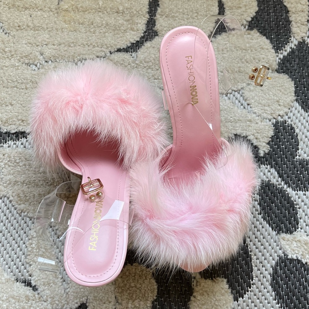 Pink Fuzzy Stripper Heels